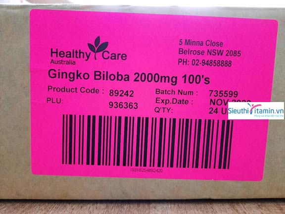 Bổ Não Ginkgo Biloba Healthy Care Úc 2000 (Mẫu Mới 2024) 5 Ginkgo Biloba Uc 2