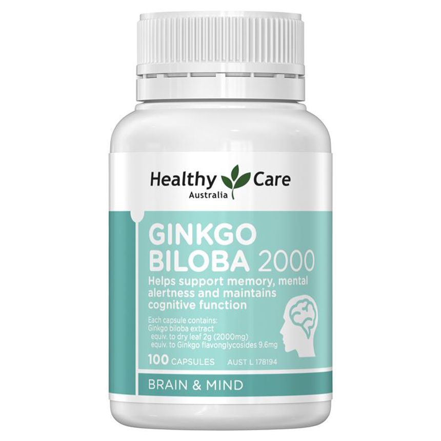 Bổ não Ginkgo Biloba Healthy Care Úc 2000 (MẪU MỚI 2023) - Vitamin cho bà  bầu - Siêu thị Vitamin